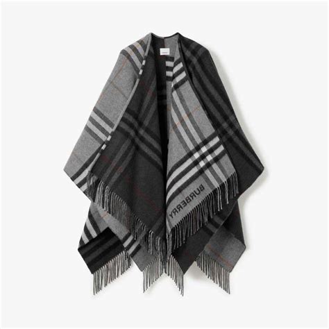 burberry check wool cashmere jacquard cape|Contrast Check Wool Cashmere Jacquard Cape in .